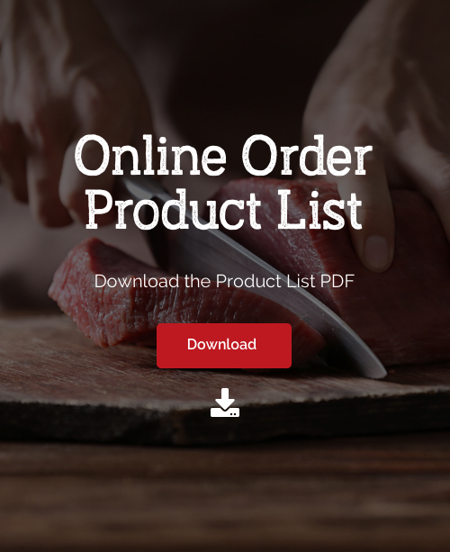 Online order product list. Download the Product List PDF.